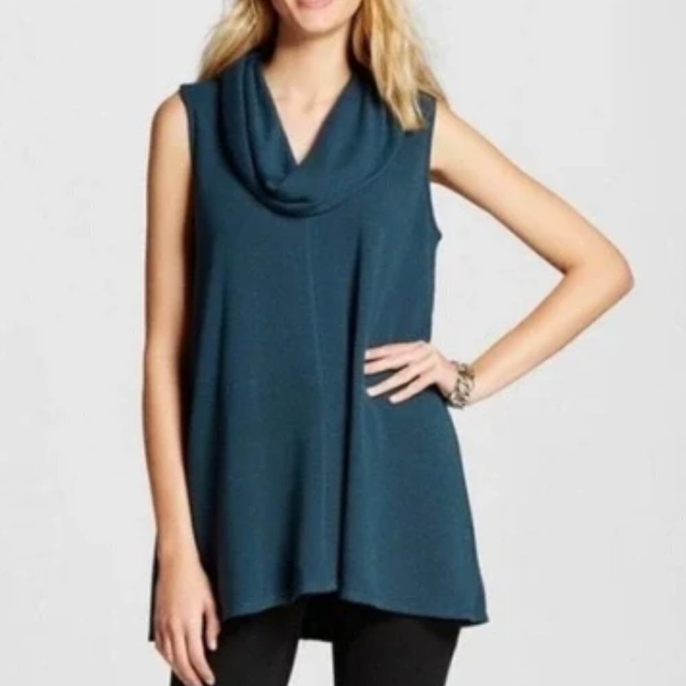 Knox Rose Womens Dark Teal Cowl Neck Sleeveless Knit Blouse Size Large L NWT